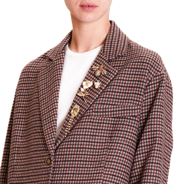 Tension in-Jacket with pins - beige/dark brown/wine