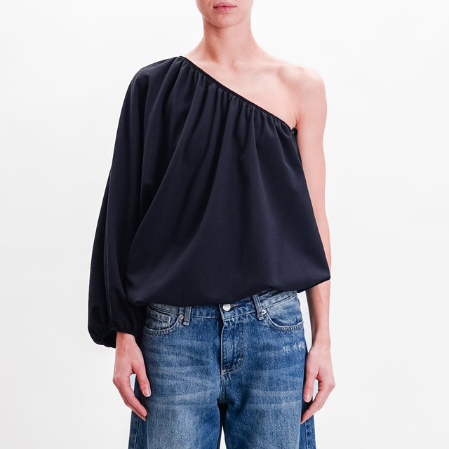 Tensione in-Blusa monospalla bordi elasticizzati - nero