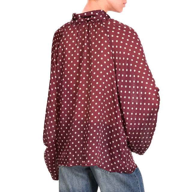 Tensione in-Blusa fantasia pois con fiocco - Bordeaux