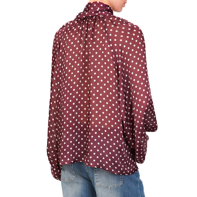 Tensione in-Camicia pois manica ampia - Bordeaux