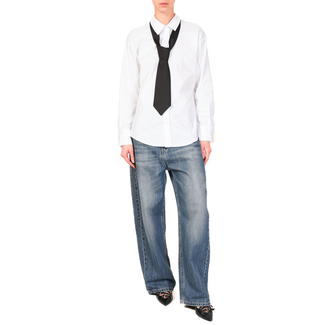 Tensione in-Camicia cotone con cravatta - bianco