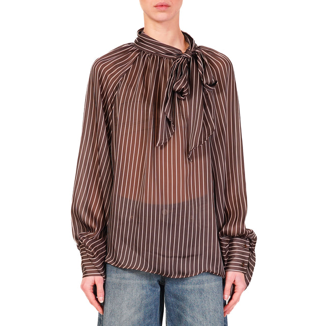 Tensione in-Blusa mussola righe - moro/rosa