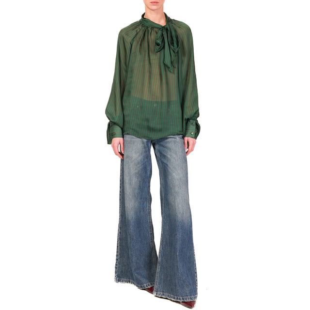 Tensione in-Blusa mussola righe - verde/bordeaux