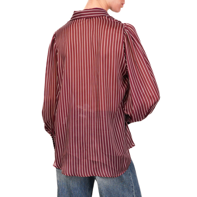 Tensione in-Camicia mussola righe - bordeaux/panna