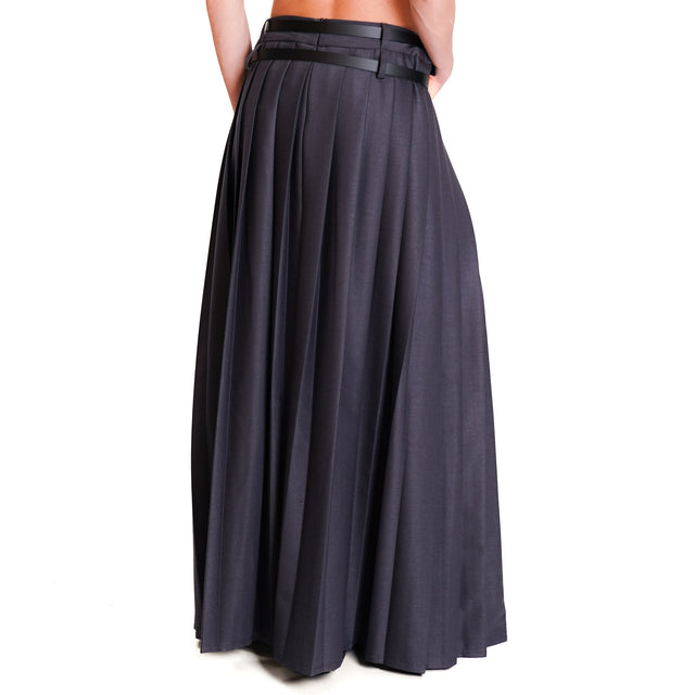 Tension in-Skirt pleated side slit - grey