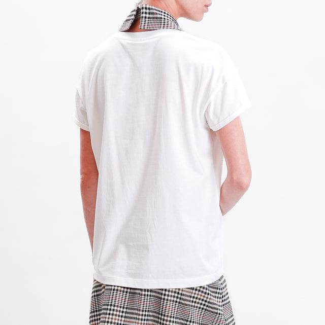 Tensione in-T-shirt + colletto check - bianco