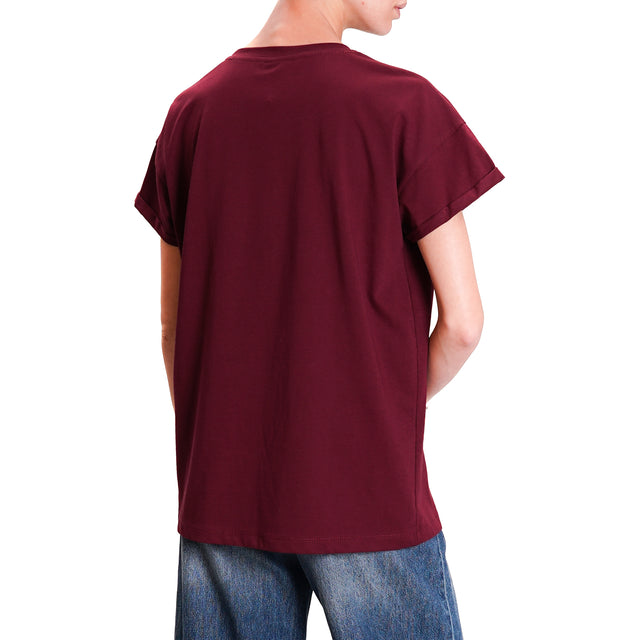 Tensione in-T-shirt con spille - Bordeaux