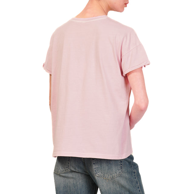 Tensione in-T-shirt "AMOUR PARIS" - rosa