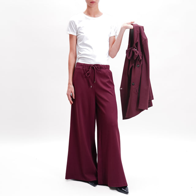 Tensione in-Pantalone punto milano con coulisse - Bordeaux