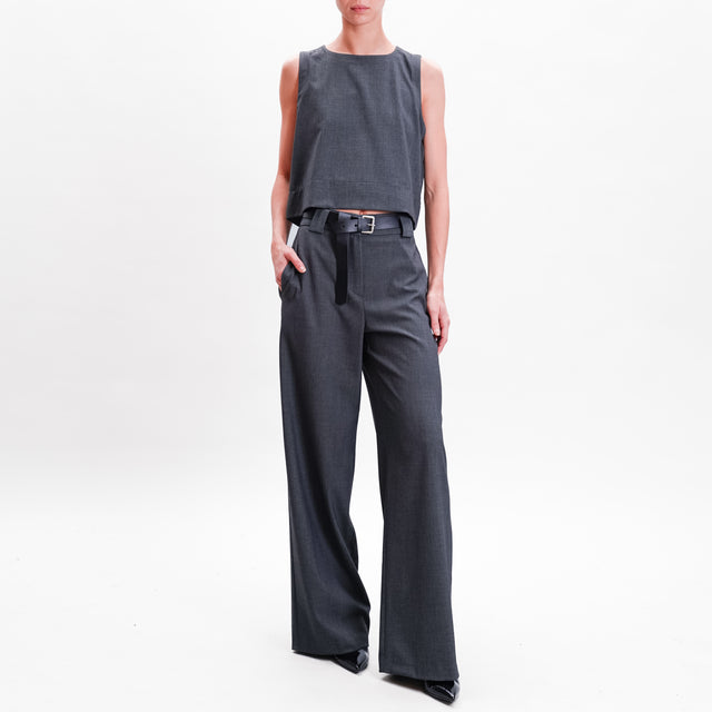 Tensione in-Pantalone palazzo con cintura - grigio