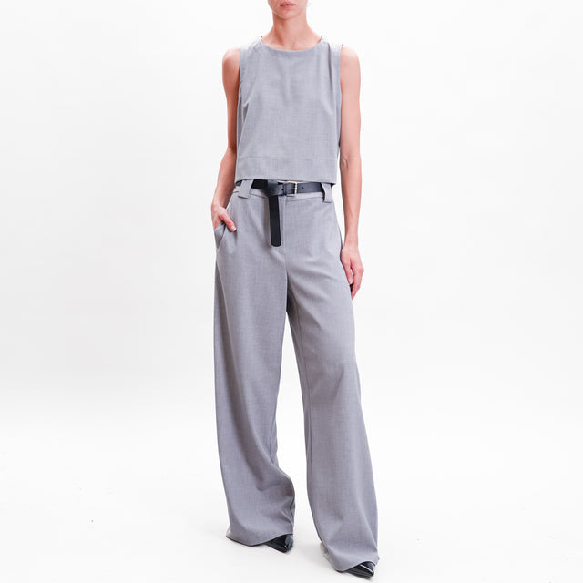 Tensione in-Pantalone palazzo con cintura - grigio chiaro