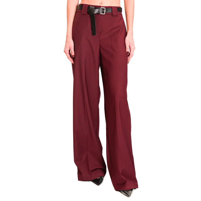 Tension in-Pant elastic back with belt - Bordeaux