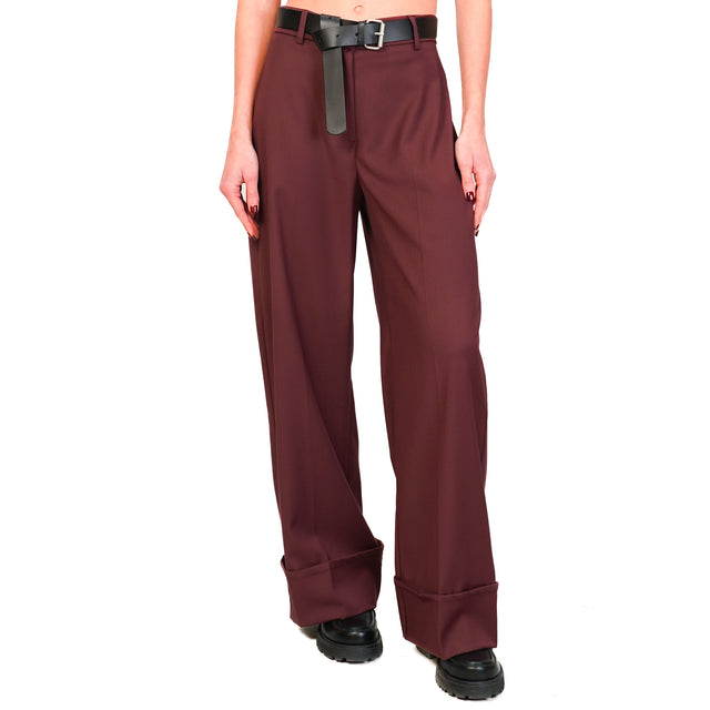 Tensione in-Pantalone con risvolto - Bordeaux