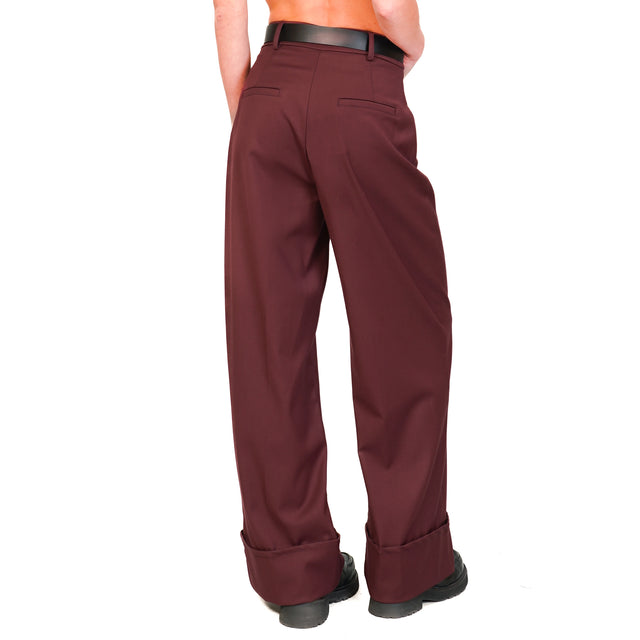 Tensione in-Pantalone con risvolto - Bordeaux