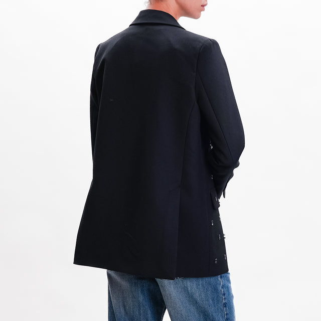 Tension in-Jacket 2 buttons with applications - black