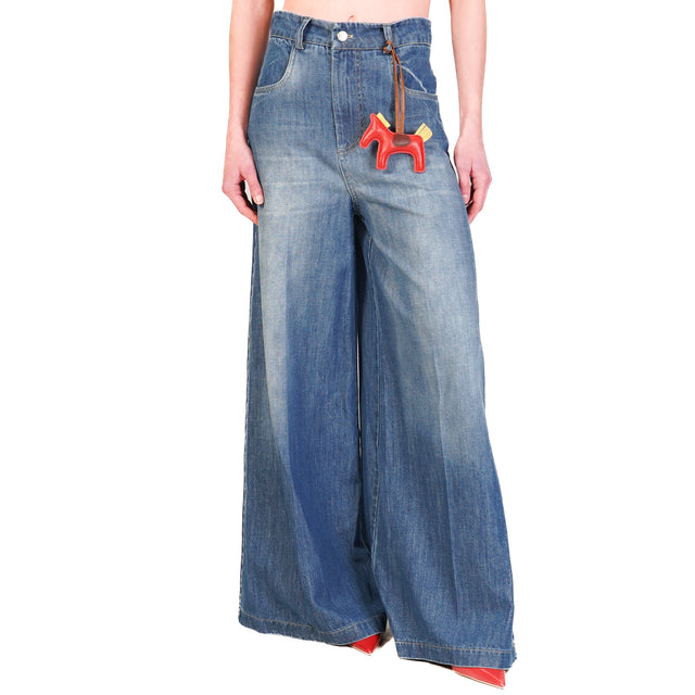 Tensione in-Jeans DORA wide leg con charm - denim