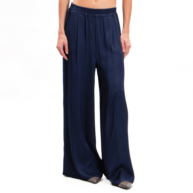 Tensione in-Pantalone in satin elastico in vita - blu