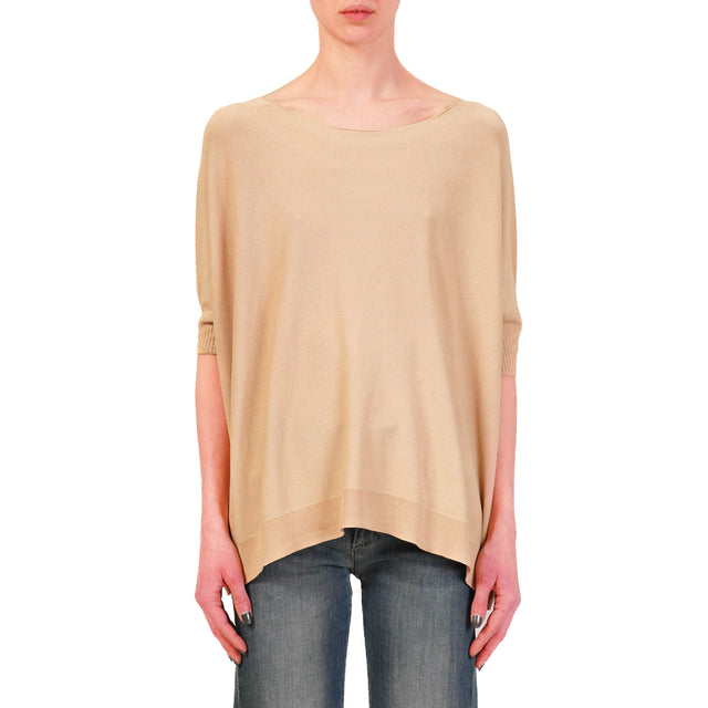 Tensione in-Maglia oversize scollo barca - beige