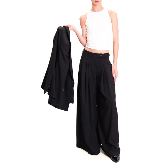 Tensione in-Pantalone palazzo con pinces - nero