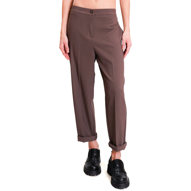 Tensione in-Pantalone con elastico dietro - nocciola