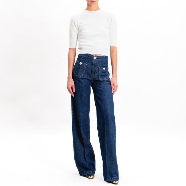 Tensione in-Jeans high waist bottoni dorati - denim blu