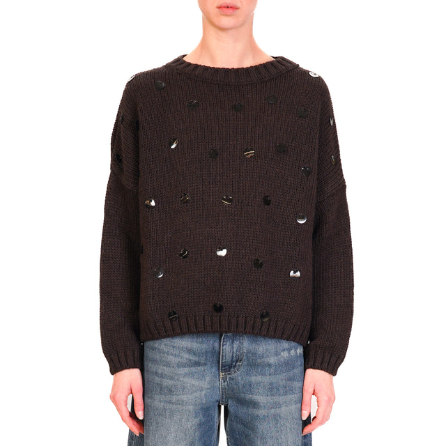 Tensione in-Maglia con maxi paillettes - moro