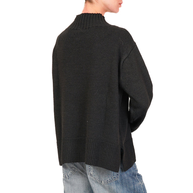 Tensione in-Maglia collo montato misto alpaca - nero