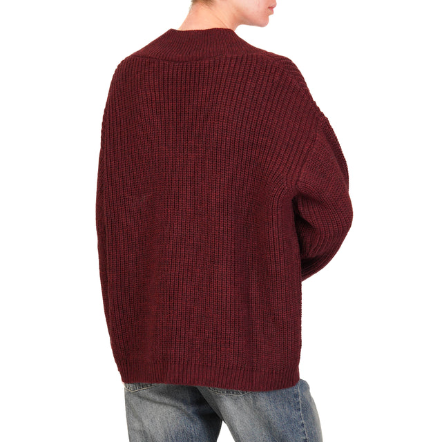 Tensione in-Maglia scollo v misto alpaca - Bordeaux