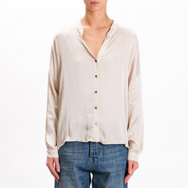 Tensione in-Camicia collo coreana bottoni dorati - sand