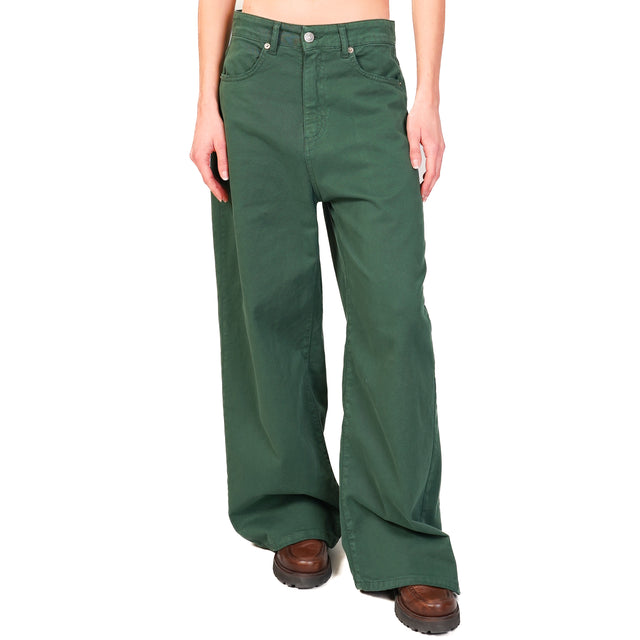 Tensione in-Pantalone GIUSI wide leg - verde bosco