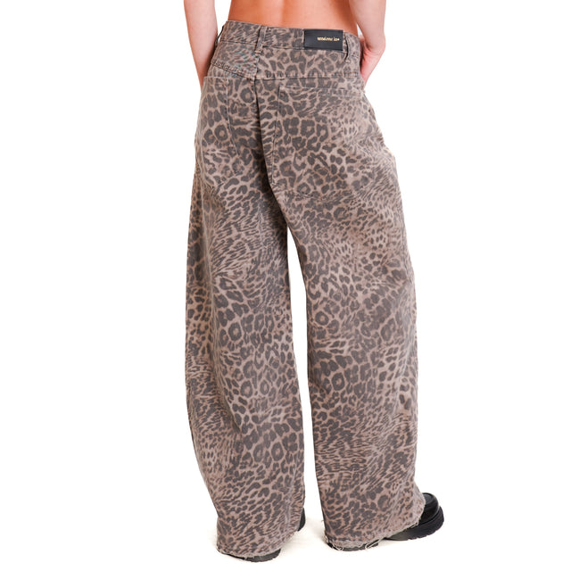 Tension in-Pantalone GIUSI animalier wide leg - beige/black