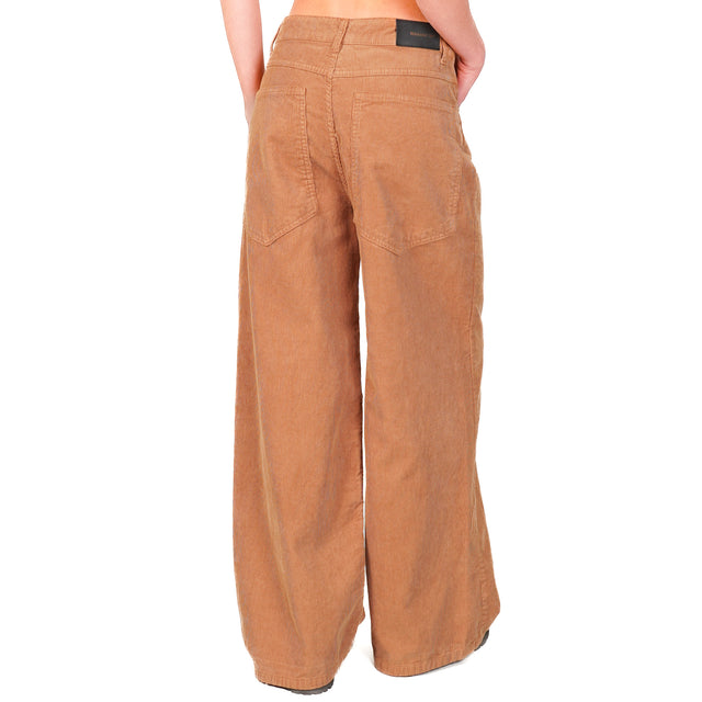 Tension in-Pantalone GIUSI velvet superpocket - camel