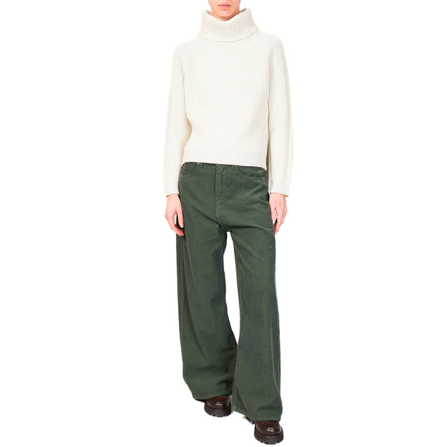 Tensione in-Pantalone GIUSI velluto superpocket - verde bosco