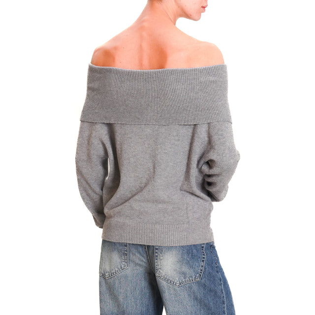 Tension in-Shiffer neck sweater - pearl