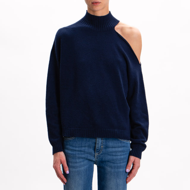 Tensione in-Maglia cut out collo montato - blu