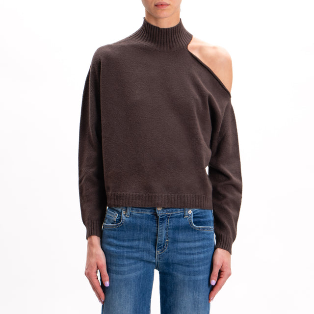 Tension in-Maglia cut out mounted neck - dark brown