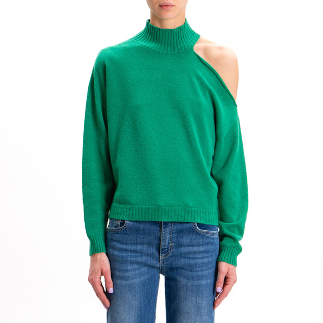 Tensione in-Maglia cut out collo montato - VERDE