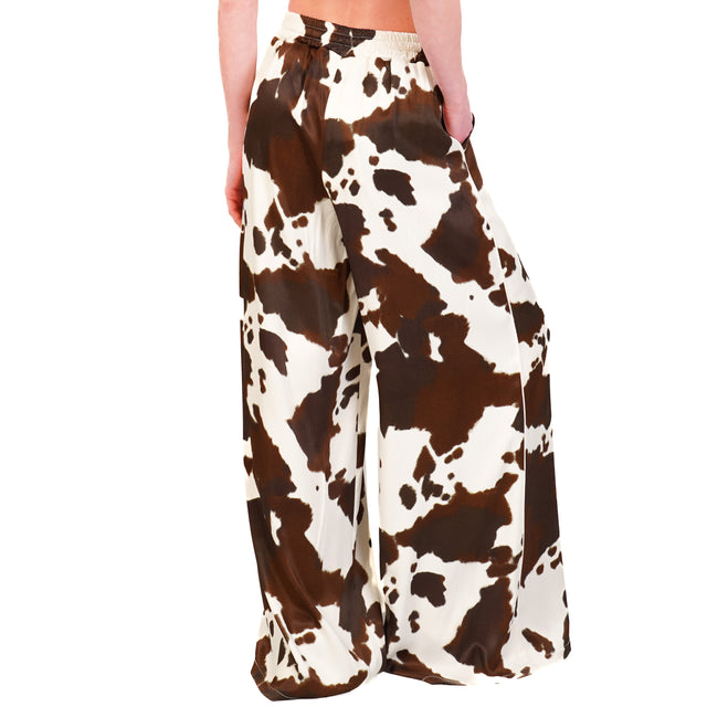 Tensione in-Pantalone cow print con coulisse - bianco/moro