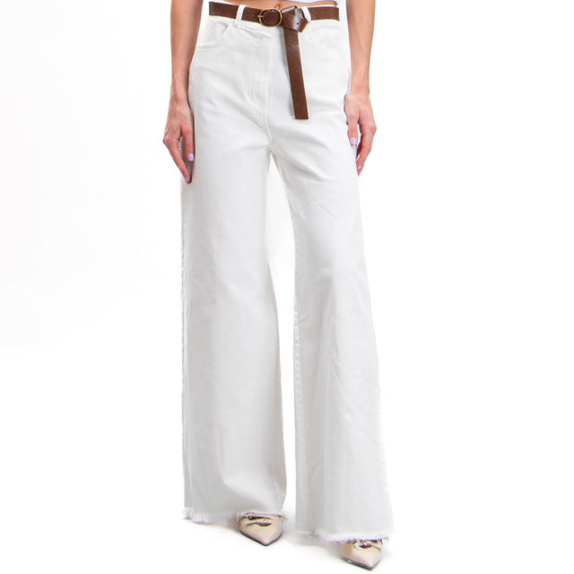 Tension in-Fringed Palazzo Pants - White