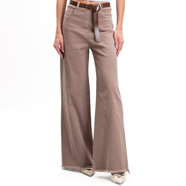 Tension in-Fringed Palazzo Pants - Dove Grey