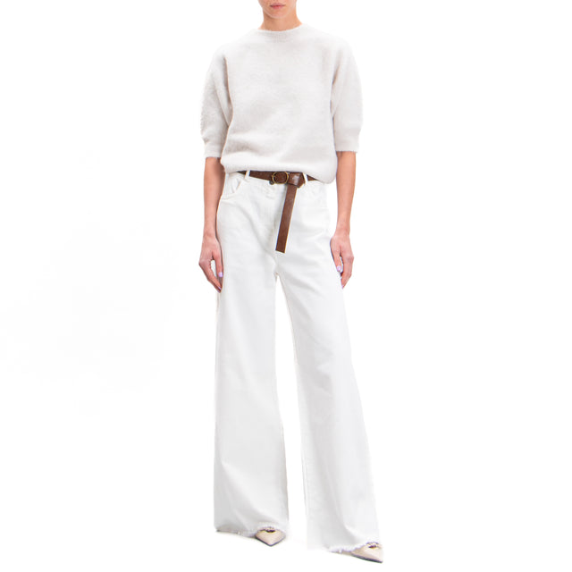 Tension in-Fringed Palazzo Pants - White