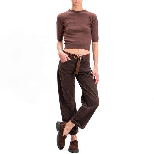 Tension in-Pantalone carrot with belt - dark brown