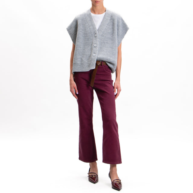 Tension in-Trumpet Pants with Belt - Bordeaux