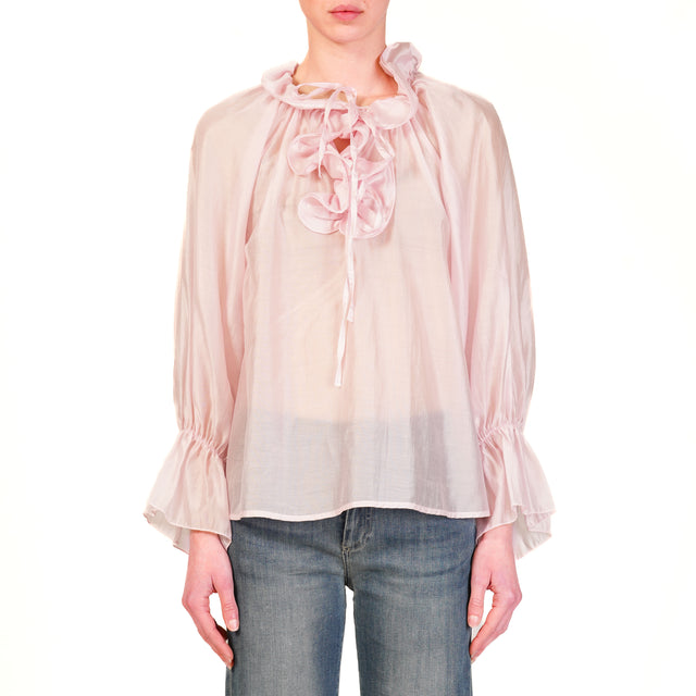 Tensione in-Blusa mussola con rouches - rosa