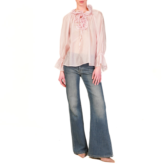 Tensione in-Blusa mussola con rouches - rosa