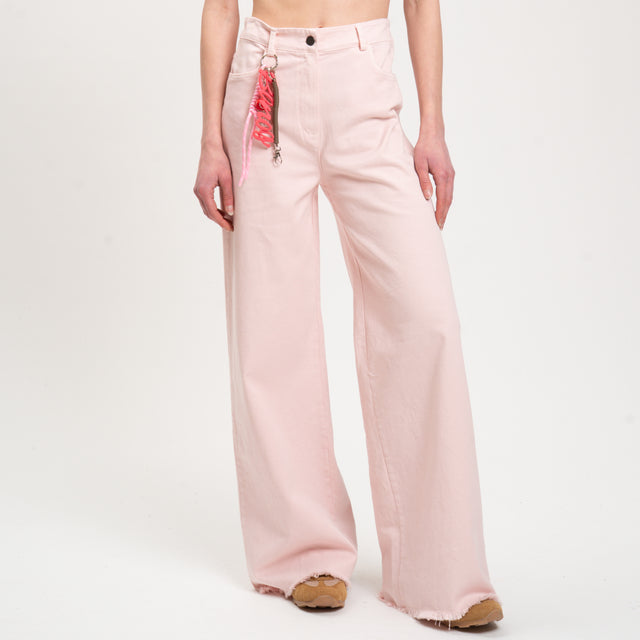 Tensione in-Pantalone palazzo sfrangiato - rosa