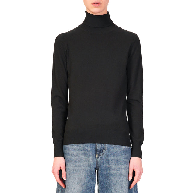 Zeroassoluto-High neck sweater - black