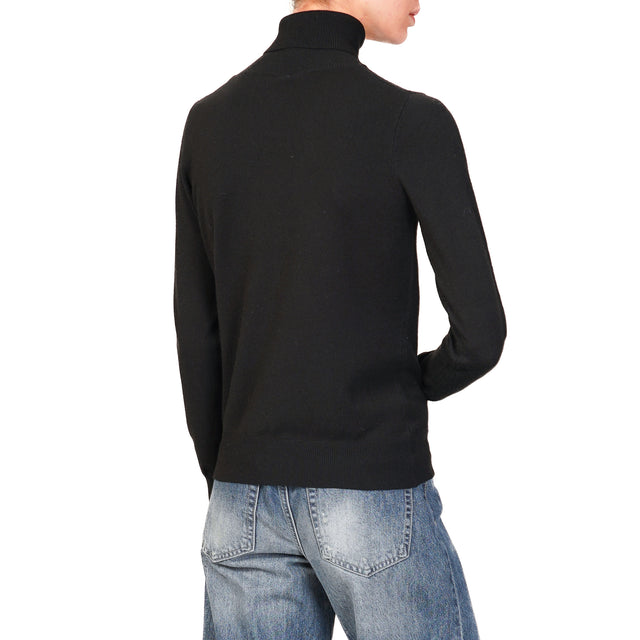 Zeroassoluto-High neck sweater - black