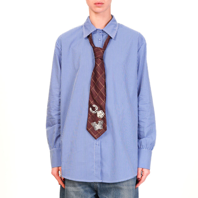 Tensione in-Camicia quadretti con cravatta - bianco/royal/bordeaux