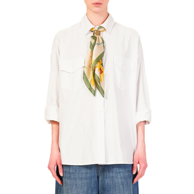 Tensione in-Camicia over con foulard - bianco